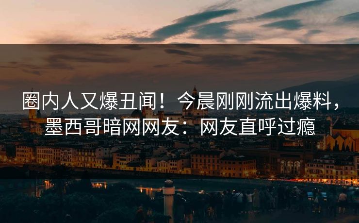 圈内人又爆丑闻！今晨刚刚流出爆料，墨西哥暗网网友：网友直呼过瘾