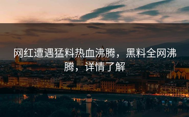 网红遭遇猛料热血沸腾，黑料全网沸腾，详情了解