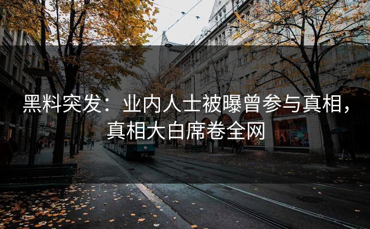 黑料突发：业内人士被曝曾参与真相，真相大白席卷全网