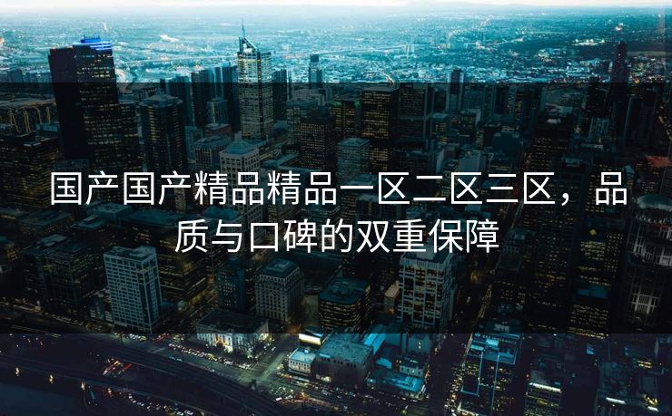 国产国产精品精品一区二区三区，品质与口碑的双重保障