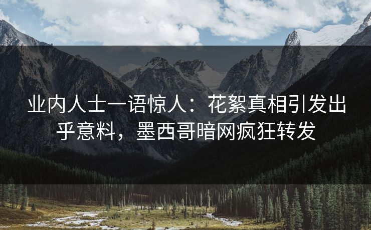 业内人士一语惊人：花絮真相引发出乎意料，墨西哥暗网疯狂转发