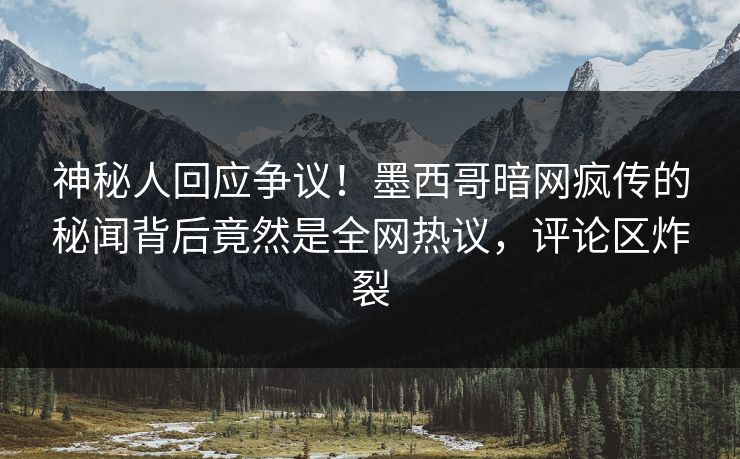 神秘人回应争议！墨西哥暗网疯传的秘闻背后竟然是全网热议，评论区炸裂
