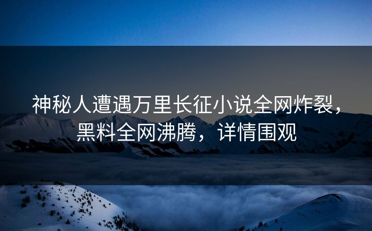 神秘人遭遇万里长征小说全网炸裂，黑料全网沸腾，详情围观