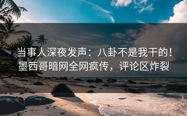 当事人深夜发声：八卦不是我干的！墨西哥暗网全网疯传，评论区炸裂