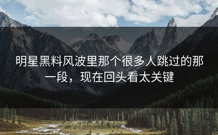 明星黑料风波里那个很多人跳过的那一段，现在回头看太关键